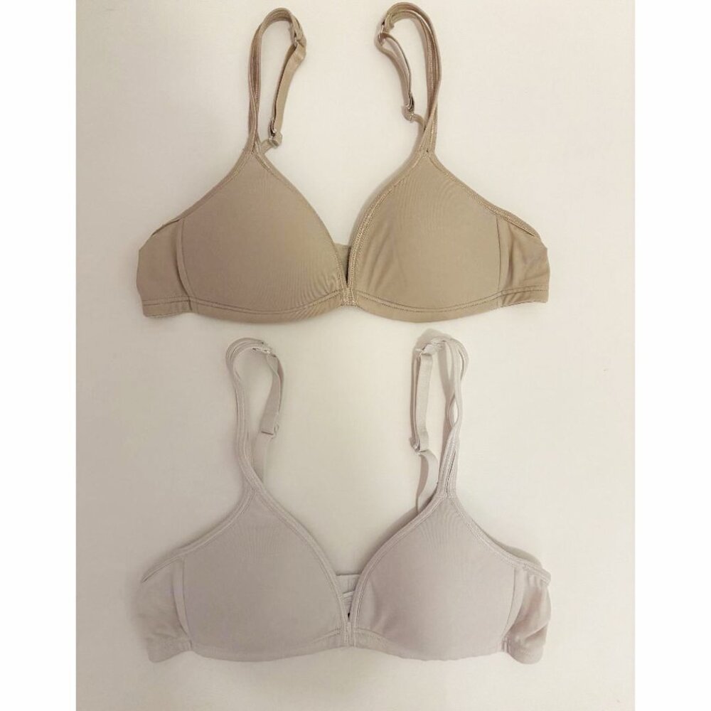 (2) Tween Bee Full Coverage Soft Cup Bras - White & Natural, 32AA